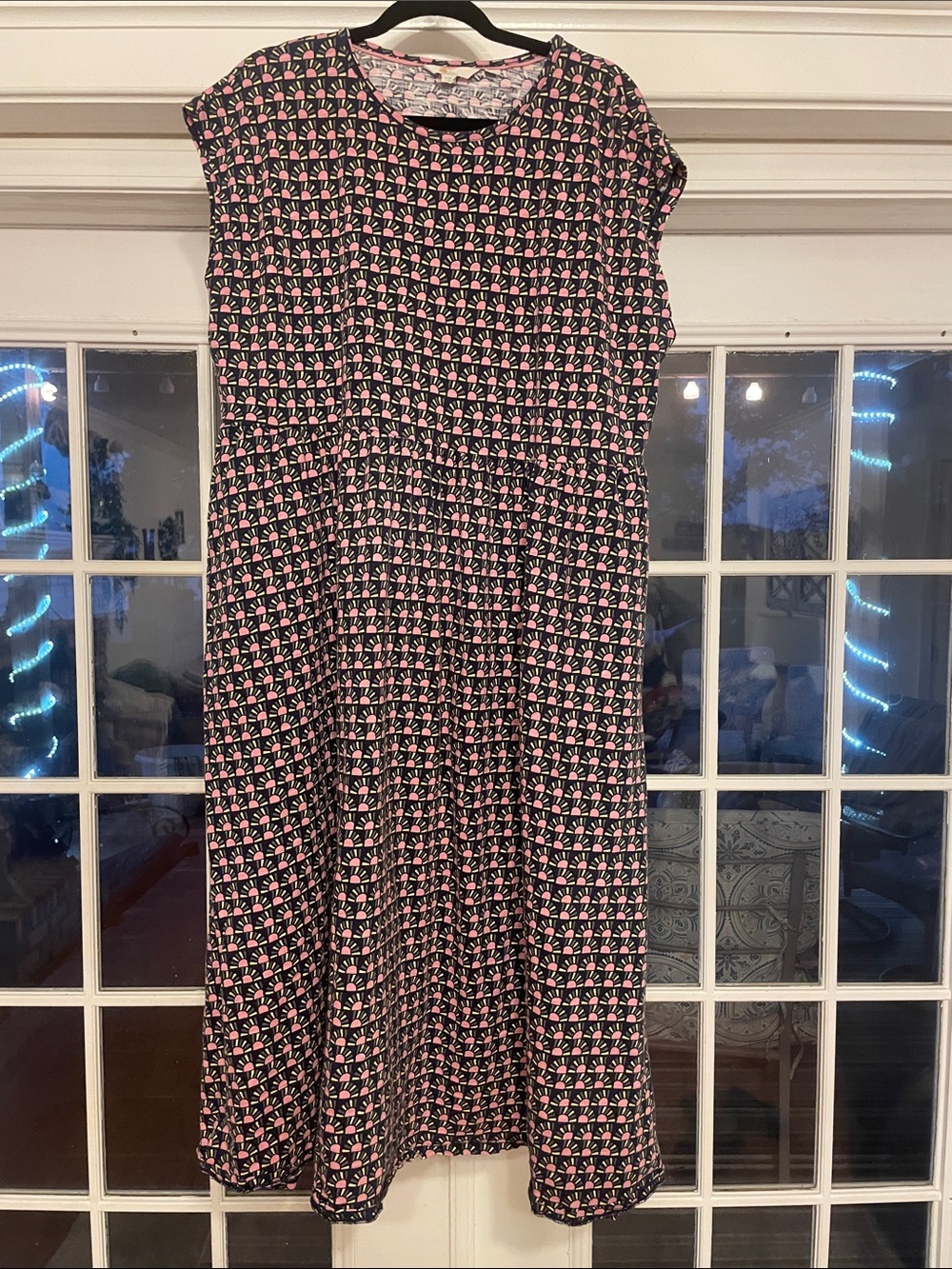 Boden Plus Size 20/22 Maxi Dress Geometric Pink Black Print